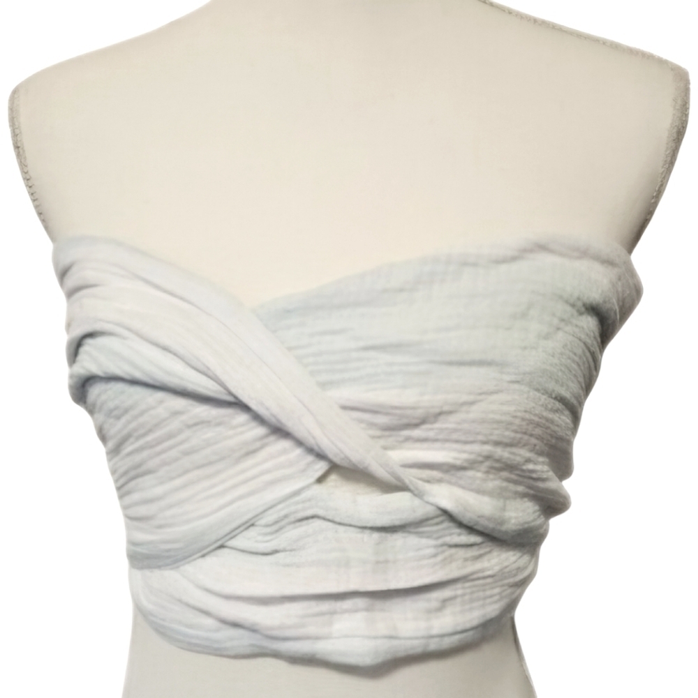 Vintage Havana Light Mint & White Stripes Gauze Bandeau Crop Top Women's Size M